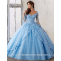 Alibaba Elegant Long New Designer Ball Gown Tulle Lace Prom Dresses With Long Sleeve LP12